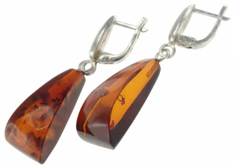 Сережки бурштинові в фігурному кріпленні